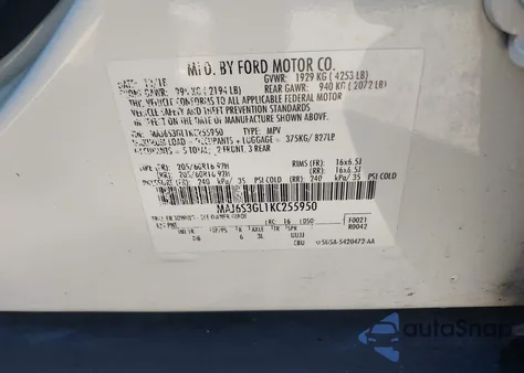 2019 Ford Ecosport Se z USA, uszkodzony, nr VIN MAJ6S3GL1KC255950